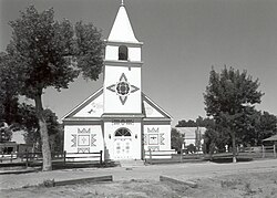 St. Stephen's Mission Church on the Wyoming Wind River Reservation features cultural designs by Arapaho artist Raphael Norse.[1]