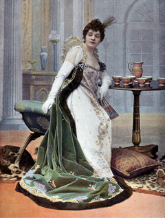 young European woman in grand court dress of the Napoleonic era