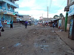 A typical side street in Kasarani, Nairobi, Kenya.