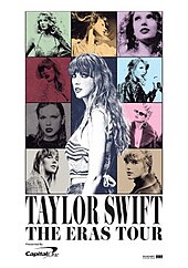 A compilation of Taylor Swift photos in the aesthetics of her first ten studio albums above the tour's title