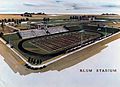 Conceptual drawing of Blum Stadium. Note differences with as-built final product.