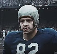 Leon Hart in a Detroit Lions uniform and helmet, from about the chest up.