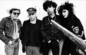 The Gun Club in 1983. From left to right: Terry Graham, Jeffrey Lee Pierce, Kid Congo Powers and Patricia Morrison.