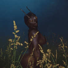 Cover art for "Drive": SZA in black body paint and prosthetics to look like an insect