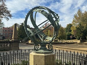 Photograph of a bronze armillary sphere