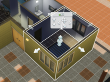 Screenshot of the "Build Mode" function in The Sims 4. It has been cropped in to focus on the controls for modifying a room.