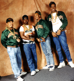 Promotional shoot, circa 1989, of the most well known lineup of the group. From left to right Fresh Kid Ice, Mr. Mixx, Brother Marquis, and Luke.