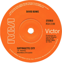 The B-side LP label of David Bowie's single "Suffragette City"