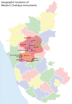 Core area of Western Chalukya architectural activity in modern Karnataka state, India