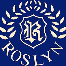 Roslyn School Gold logo on Navy background.