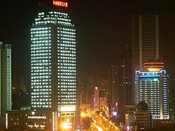 Night view of buildings in Tianshan District