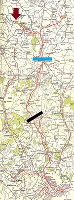 Map showing the Metropolitan Line and Brill station denoted by an arrow