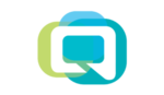 A stylized letter Q surrounded with blue, green and teal shapes