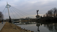 Keeper of the Plains in December, 2010. View from the banks of the Little Arkansas River.