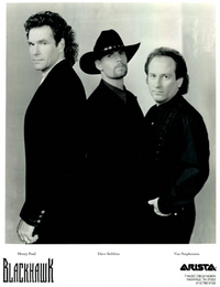 A black-and-white promotional photograph of the band Blackhawk.