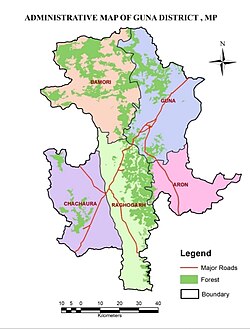 Development Blocks Map of Guna District