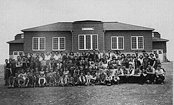 The Jefferson School classes in the 1940s. This building was condemned and deliberately burned to the ground in April 2007.