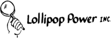 illustrated icon of a child's hand holding a lollipop set beside the wordmark "Lollipop Power Inc." in a casual script typeface