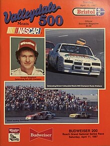 The 1987 Valleydale Meats 500 program cover, featuring Morgan Shepherd.