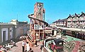 A closer view of the helter skelter and car ride, 1970s