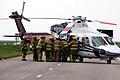 Palm Beach County Firefighter/Paramedics load a vehicle accident victim for transport.