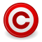 A dark red letter C inside circle with a slight embossed look and shadows