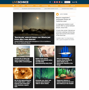 Screenshot of Live Science website showing different content