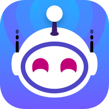 An app icon depicting an illustration of a white robot's head over a blue background