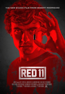 Stylized in black-and-white, a young man, highlighted in red, holds a pill, with the film's title and billing block placed in the bottom of the poster.