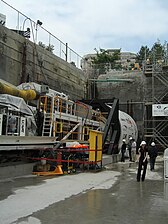 TBM installation in preparation for boring tunnel under False Creek June 10, 2006