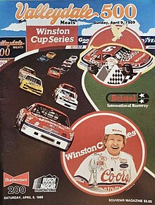 The 1989 Valleydale Meats 500 program cover, featuring Bill Elliott.