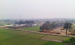 Aerial view of the village Kusi, winter 2015