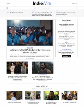 Screenshot of IndieWire website showing headlines, latest news, and the Best of 2024 section