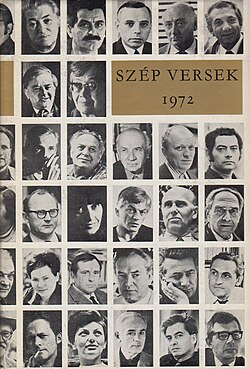 A sorozat 1972-es kötetének borítója (fentről lefelé balról jobbra haladva: Hajnal Anna, Juhász Ferenc, Simon István, Vas István, Vészi Endre, Weöres Sándor, Károlyi Amy, Pilinszky János, Hidas Antal, Illyés Gyula, Kalász Márton, Csoóri Sándor, Ladányi Mihály, Szécsi Margit, Nagy László, Benjámin László, Zelk Zoltán, Raffai Sarolta, Baranyi Ferenc, Képes Géza, Pákolitz István, Garai Gábor, Ágh István, Gergely Ágnes, Mátyás Ferenc, Csanádi Imre, Héra Zoltán)