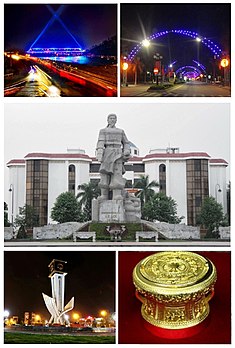 (from left) top: Thanh Hóa Bridge, Lê Lợi Avenue; middle: Lê Lợi statue; bottom: Lam Son Square, Đông Sơn drums